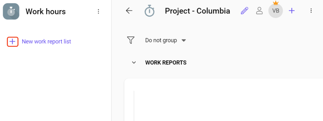 click on the plus button to create a space