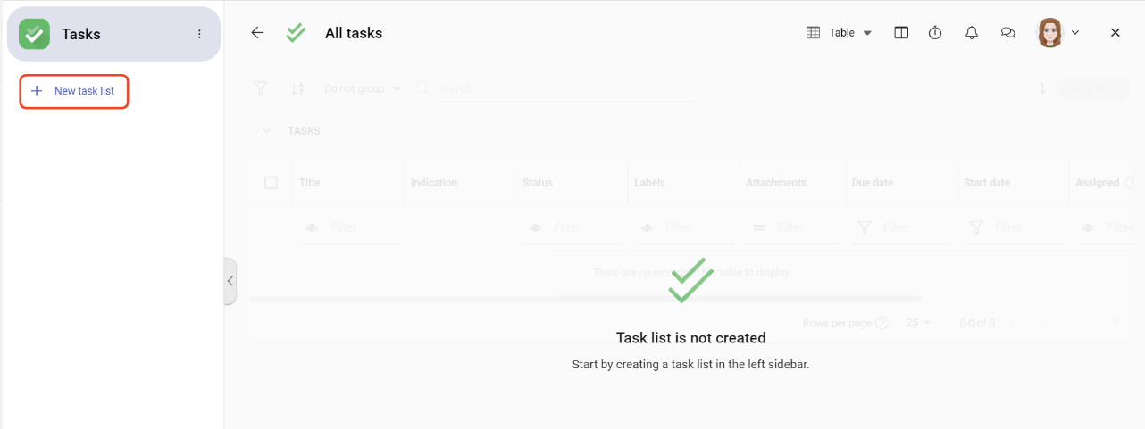 module tasks - create a new task list