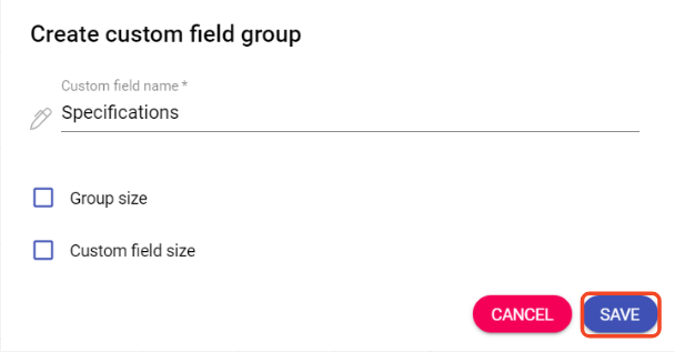 Create custom field group - fill the name and save